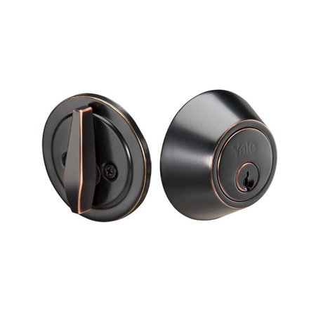 YALE REAL LIVING Edge YE Series Round Single Cylinder Deadbolt with Kwikset Keyway US10BP Oil Rubbed Bronze Permanent YR82EDB10BP